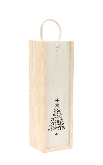 1 Bottle Wooden Wine Box with Christmas Tree