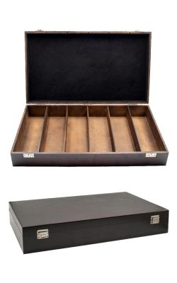 6 Bottle Luxury Elm Wood Box with Black Velvet Lining