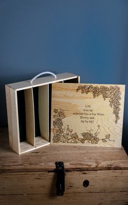 4 Bottle Hand Burned Pre-Made Wine Box