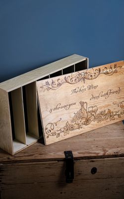 6 Bottle Hand Burned Pre-Made Wine Box